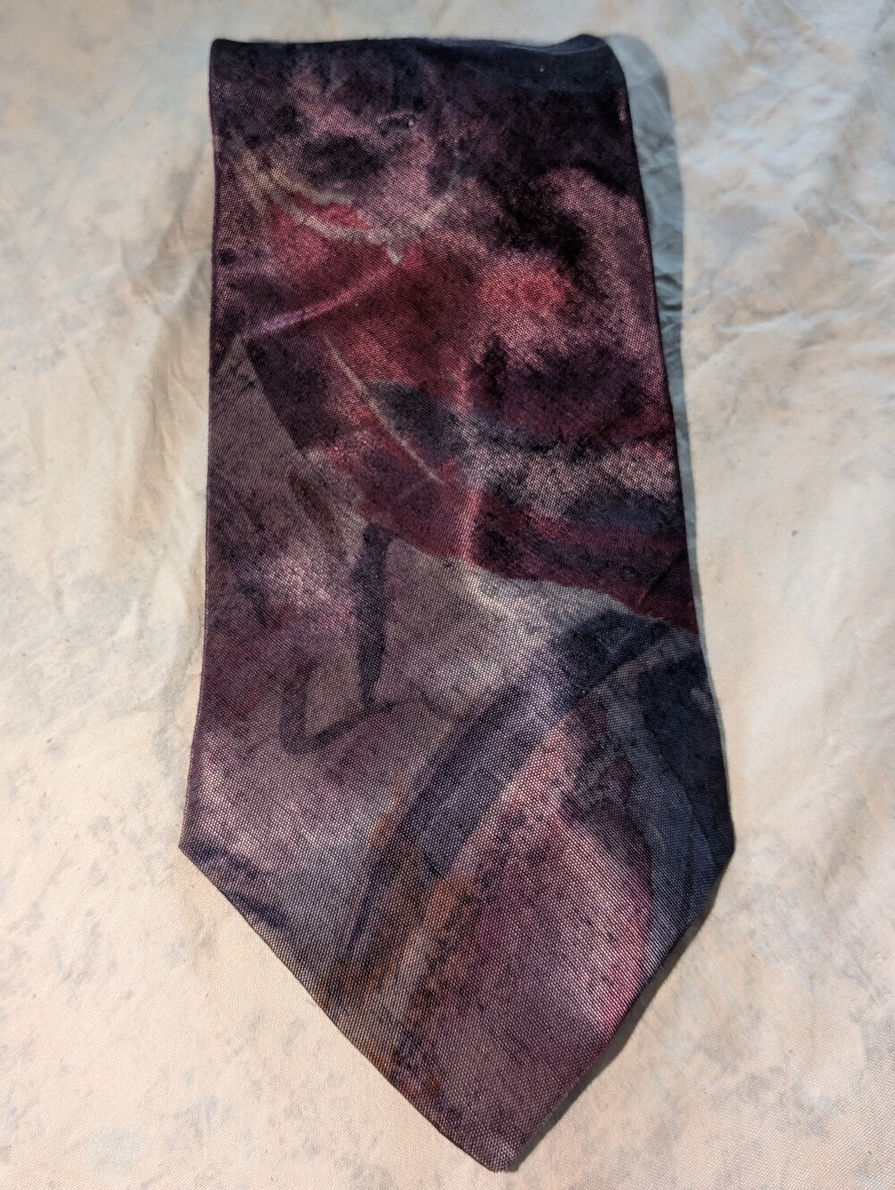 Men's Abstract Purple & Gray Patterned Vicose-Blend Tie
